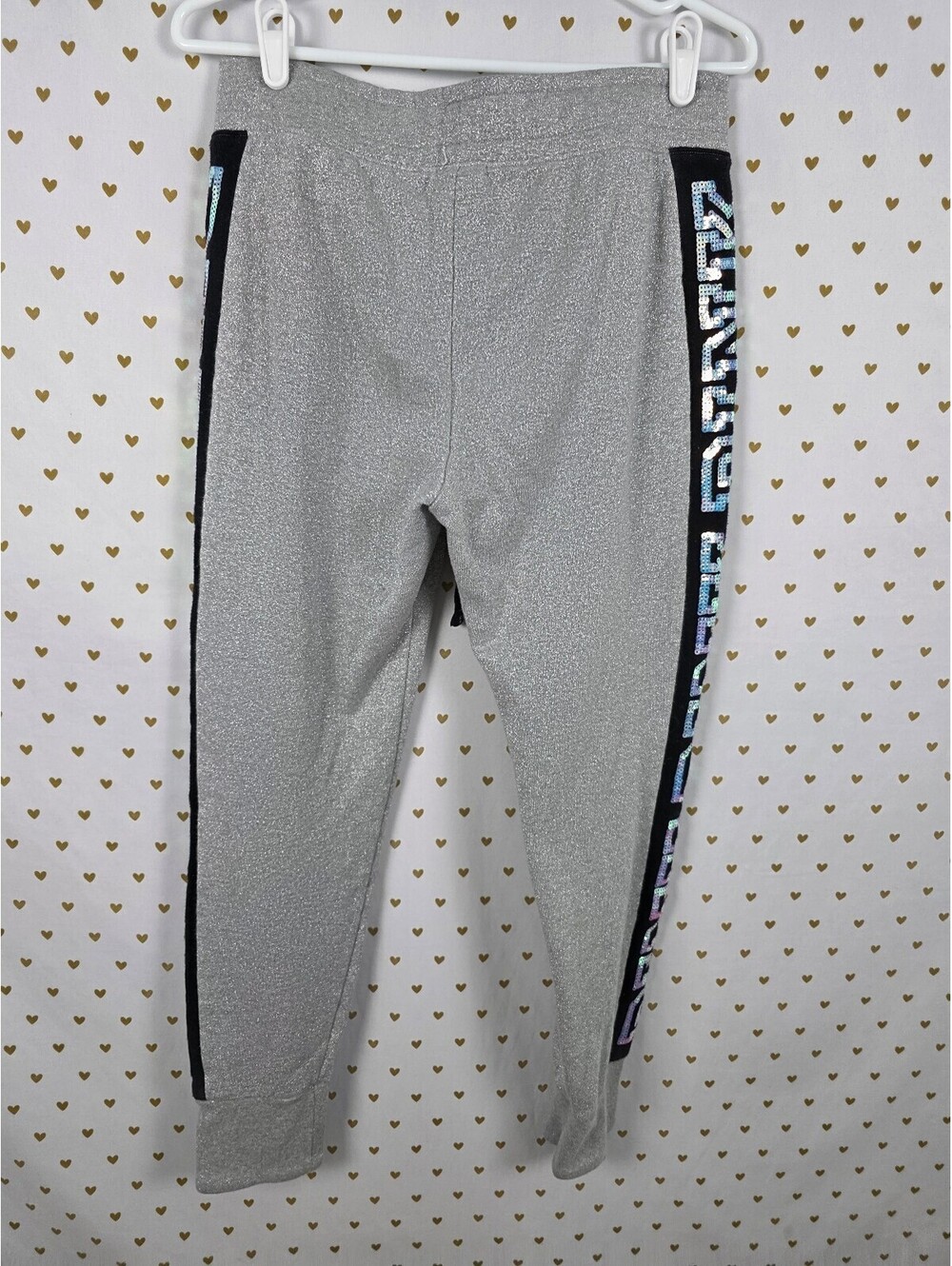 Victoria's Secret PINK Silver SHINE Bling Sequin Hoodie Jogger Set SMALL Mermaid - Picture 7 of 8